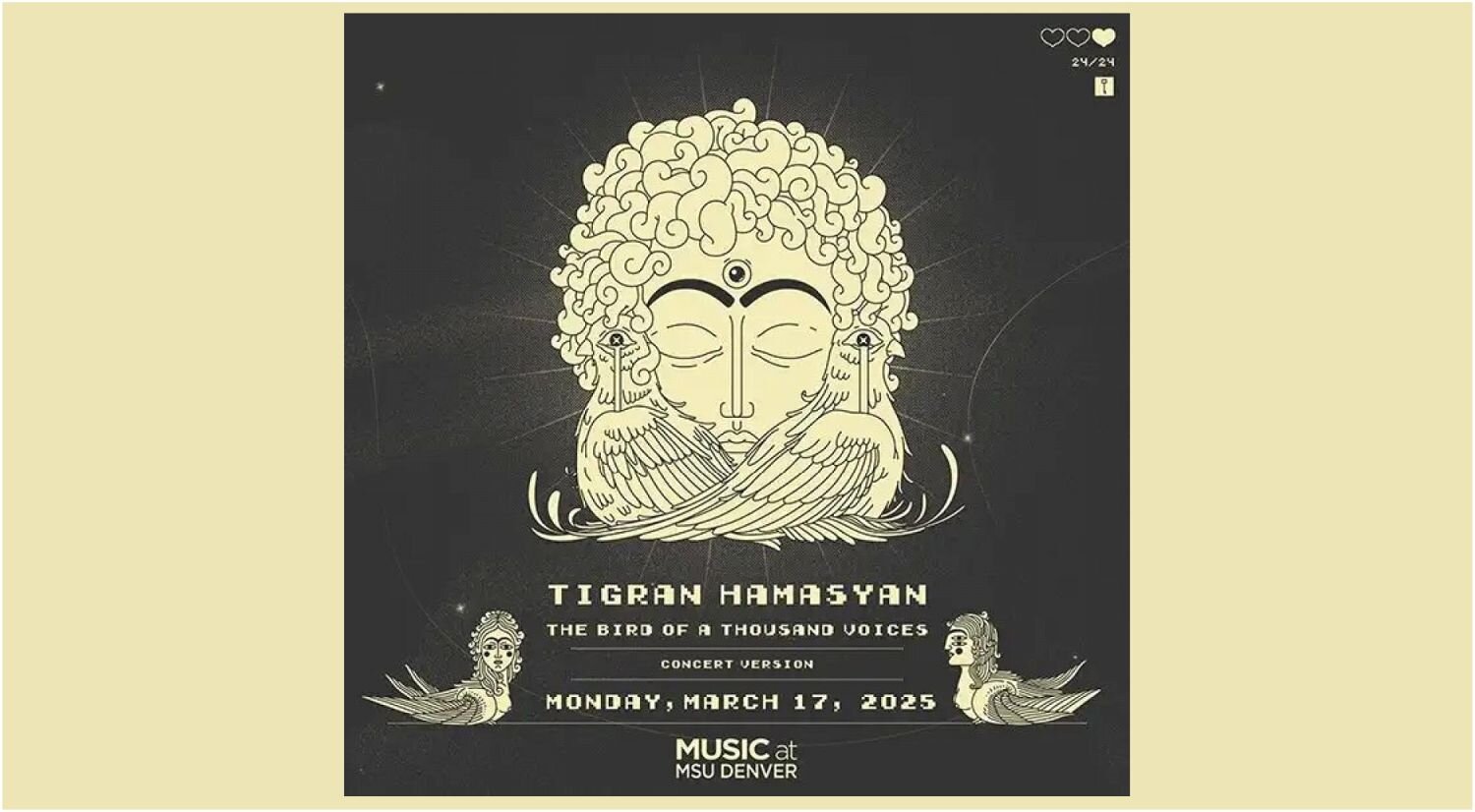 A poster for Tigran Hamasyan: The Bird of a Thousand Voices  event
