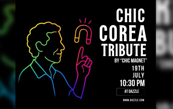 A poster for Jordan Lovinger Tribute to Chick Corea  event