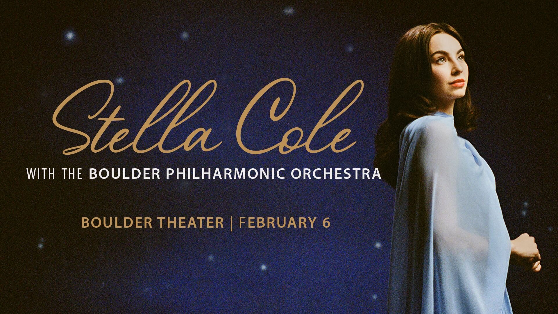 A poster for Stella Cole with the Boulder Philharmonic event