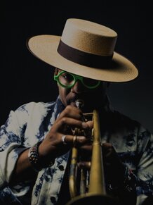 Etienne Charles with trumpet by Luigi Creese