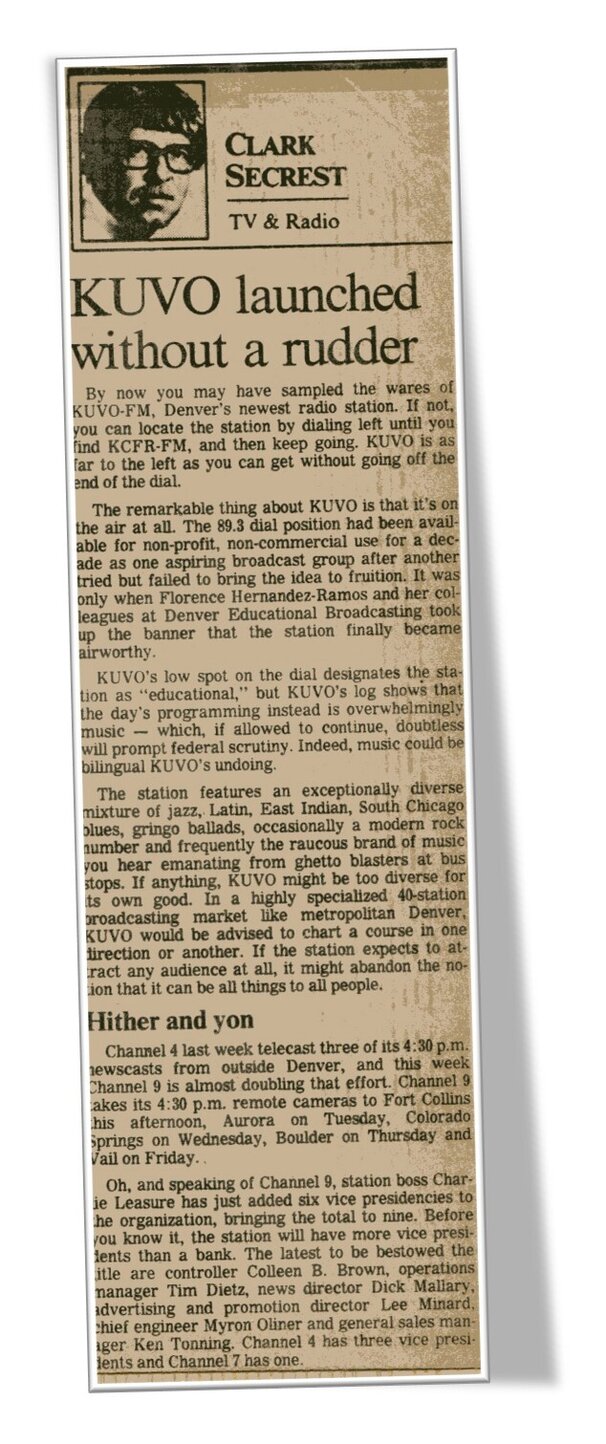 Denver Post article about KUVO in February 1985