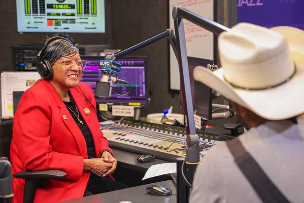 Tree King interviewing Staff Sergeant Lacy McDonald
