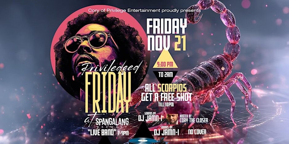 A poster for Privileged Fridays — A Fresh Experience for the Grown & Vibin’ event