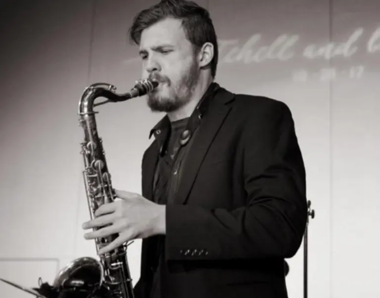 A poster for David Bernot Quintet honors the "Boss Tenors" event