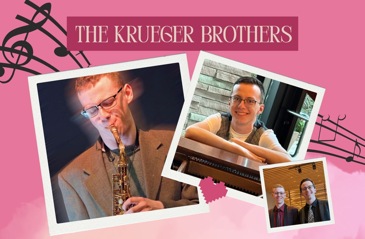 A poster for The Krueger Brothers - Love Songs & Jazz Tunes event