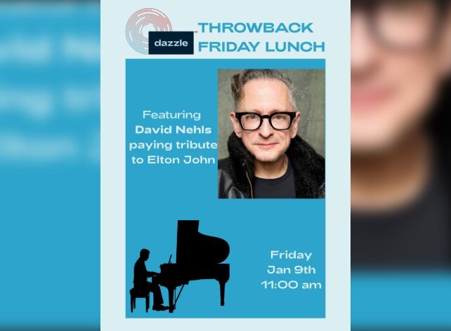A poster for Throwback Friday: Elton John feat. David Nehls  event