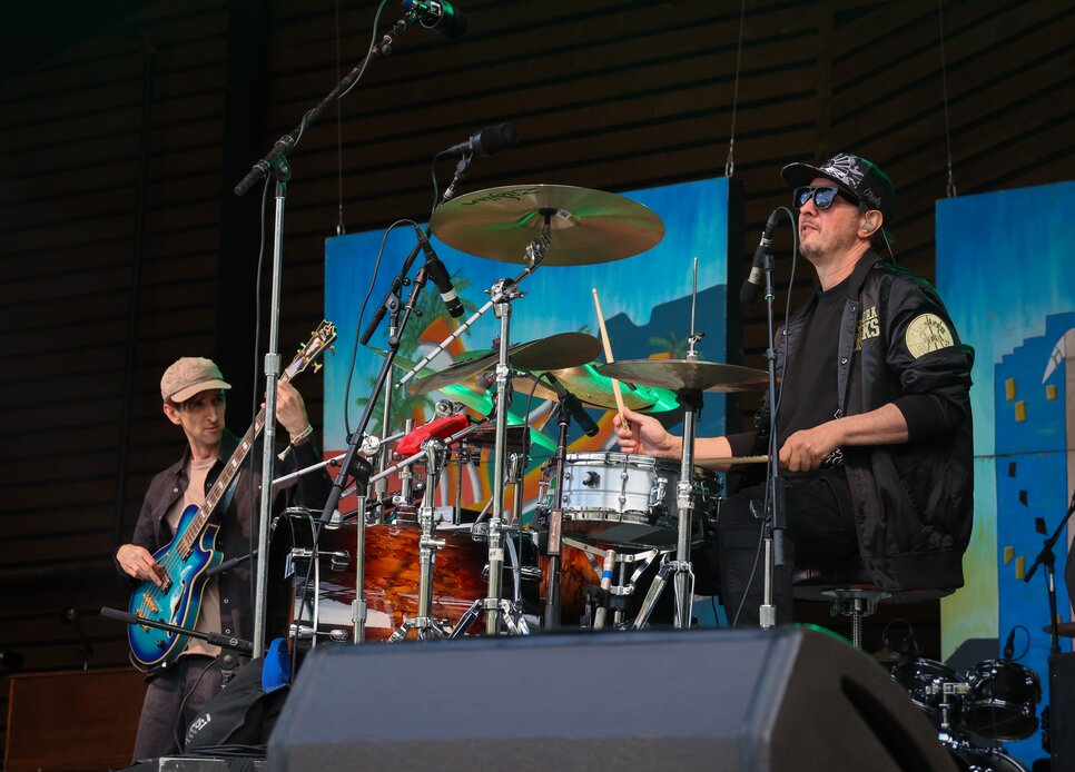 Hunter Roberts and Adam Deitch performing at the 2025 Telluride Jazz Festival