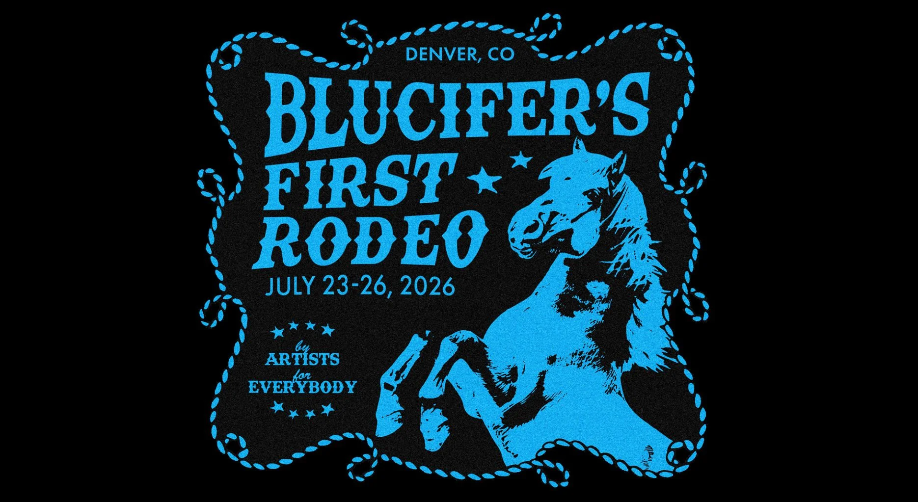 A poster for Blucifer's First Rodeo Festival event
