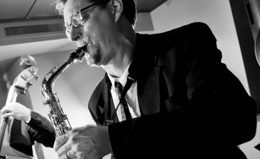 A poster for The Andrew Vogt Quintet plays Al & Zoot event