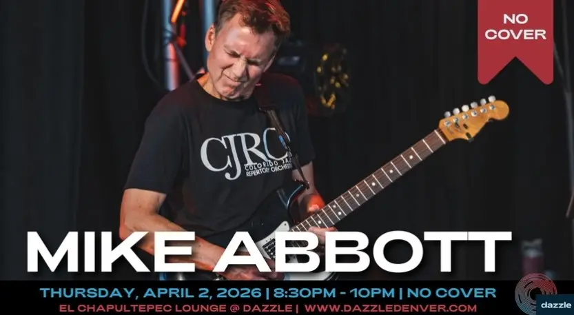 A poster for El Chapultepec Lounge presents: Mike Abbott Solo Guitar event