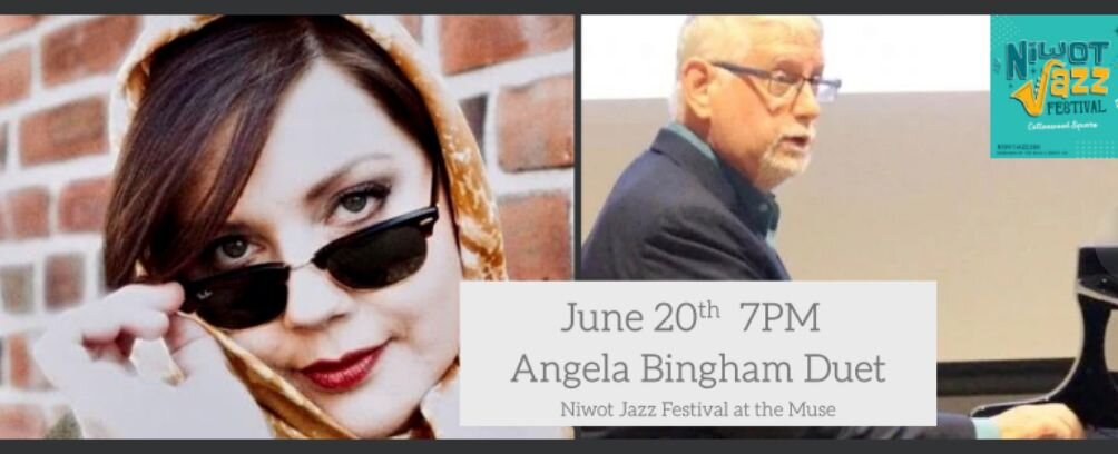 A poster for Angela Bingham Duet event