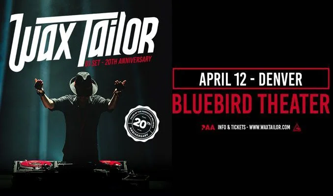 A poster for KUVO Presents — Wax Tailor DJ Set 20th Anniversary event