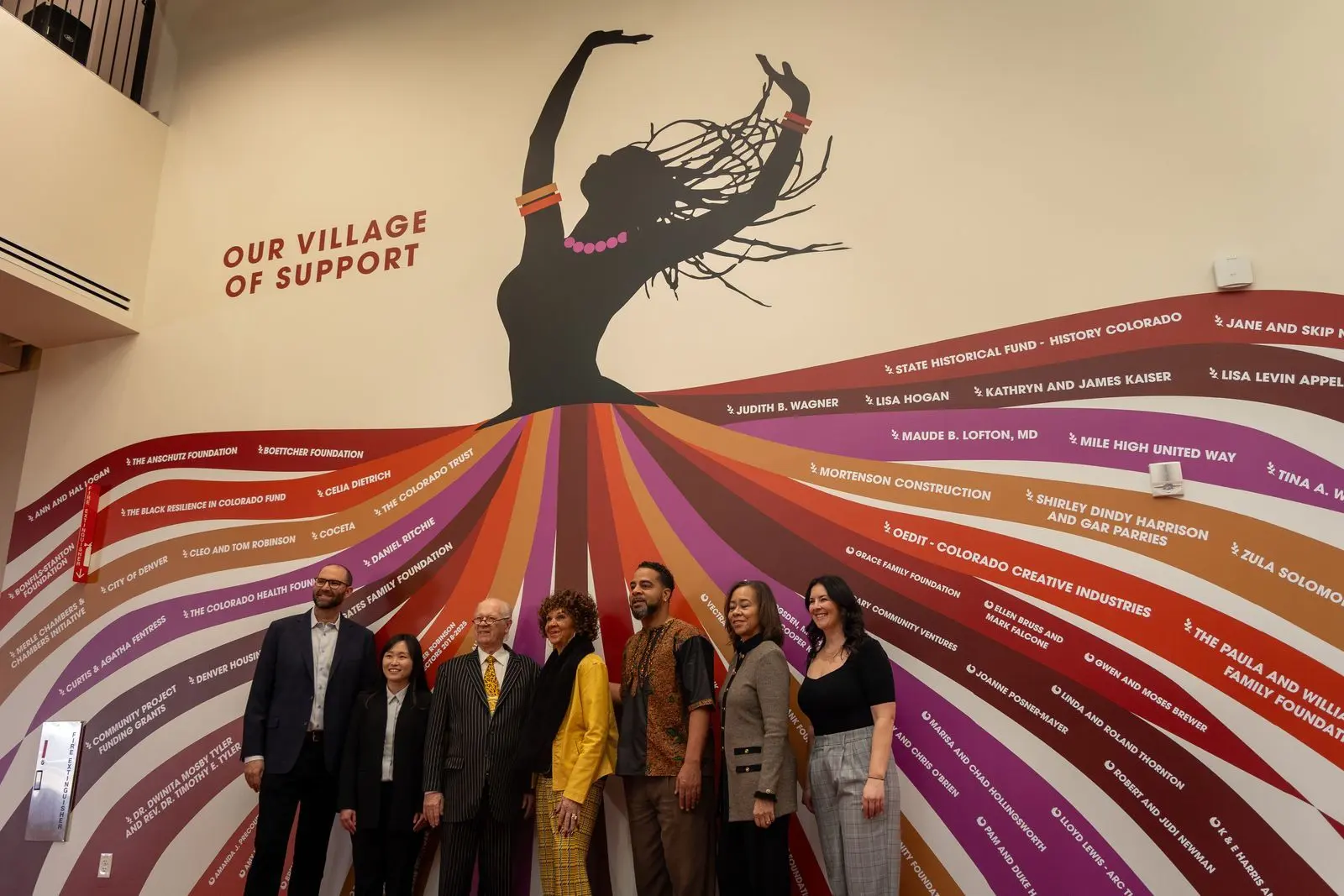 Donor wall, "Our Village of Support" and staff