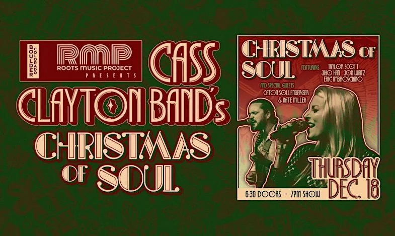 A poster for Cass Clayton Band: A Christmas of Soul event