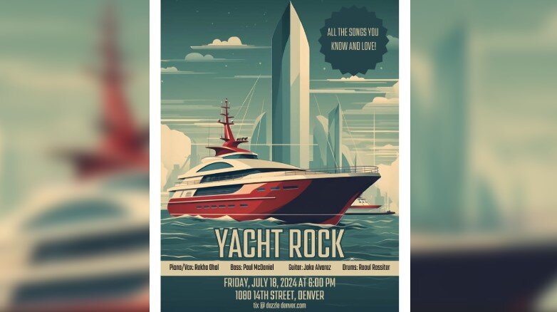 A poster for Rekha Ohal Tribute to Yacht Rock  event