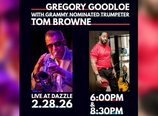 A poster for Gregory Goodloe with Tom Browne event
