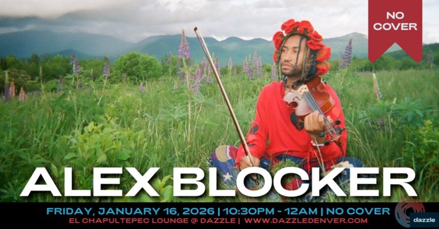 A poster for El Chapultepec Piano Lounge presents: Alex Blocker event