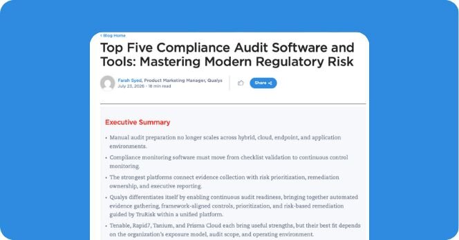 <h1>Top Five Compliance Audit Software and Tools: Mastering Modern Regulatory Risk</h1>
