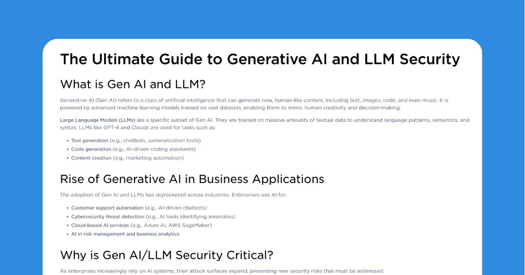 <p>The Ultimate Guide to Generative AI and LLM Security</p>

