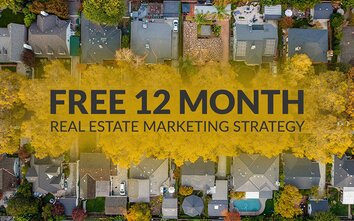 Free 12-month real estate marketing strategy cover image.
