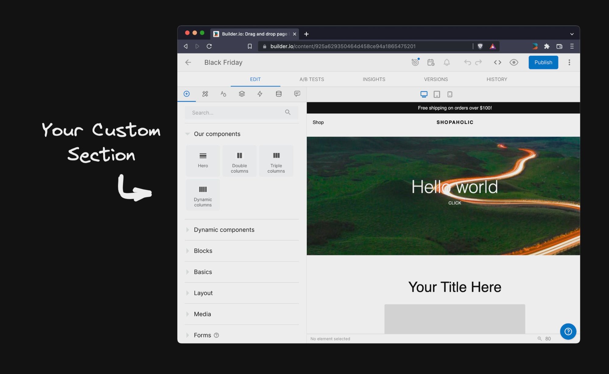 Example of what a custom section looks like