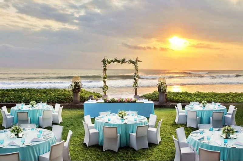 W Bali Beach Wedding Setup at Sunset