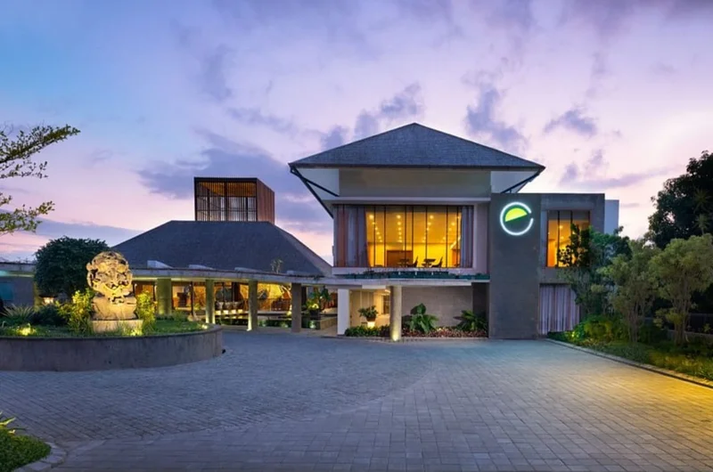 Element Ubud Hotel Entrance at Dusk