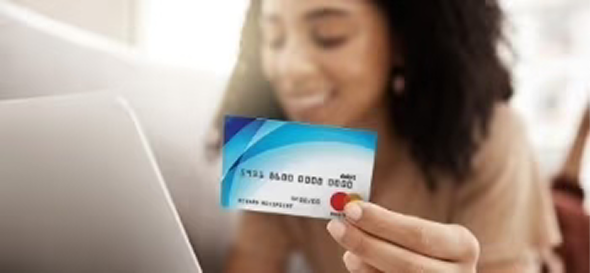 Woman with referral card