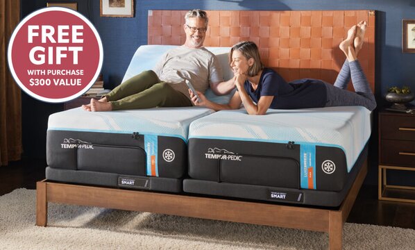 Tempur-pedic couple on adjustable bed
