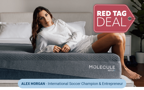Alex Morgan laying on Molecule mattress