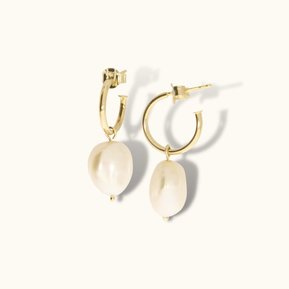 alfyo orecchini cerchio oro con perla