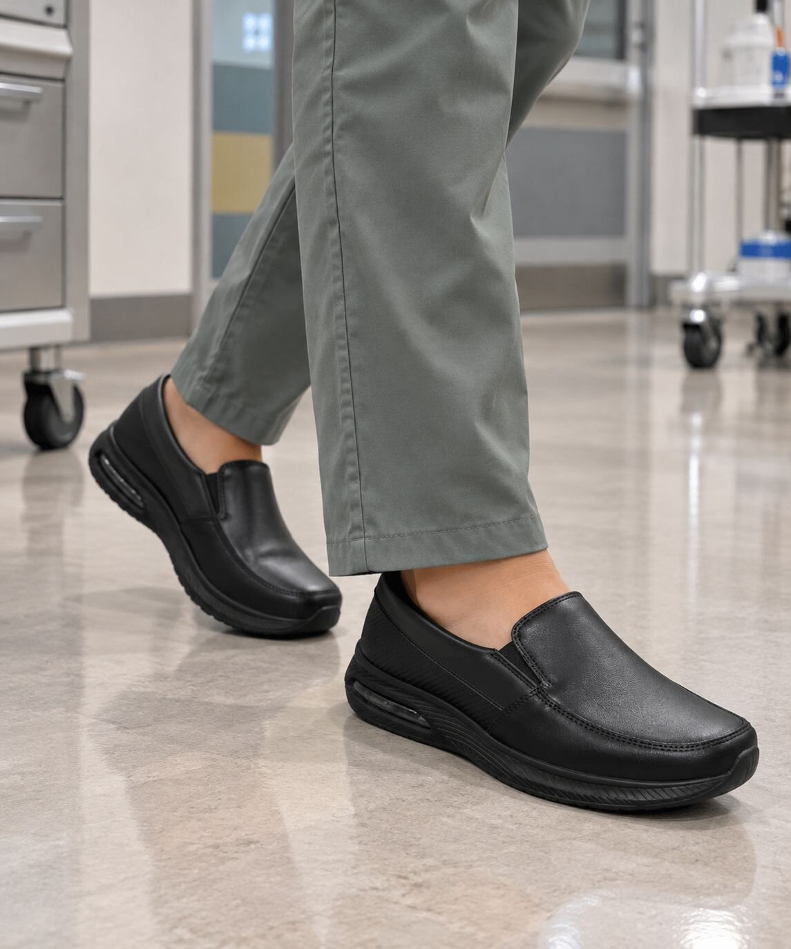 Mujer usando Zapato Clínico Negro de Mujer Confort 5040