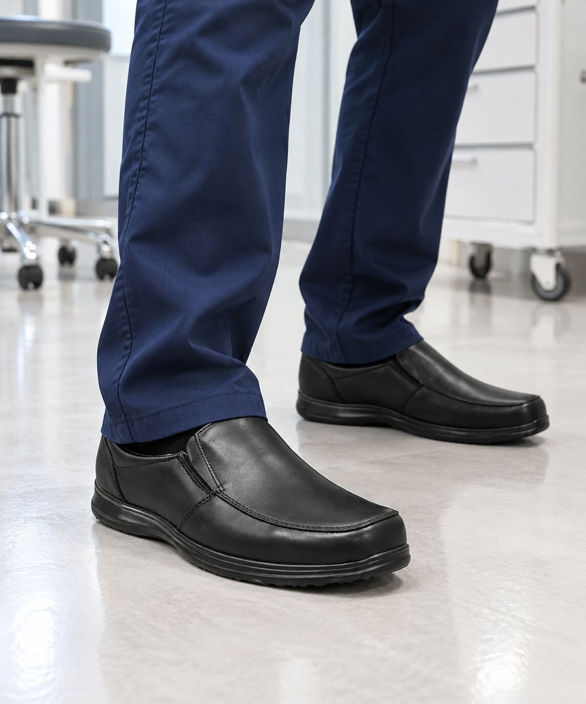 Zapato Clínico Negro de Caballero Confort 4020 en uso