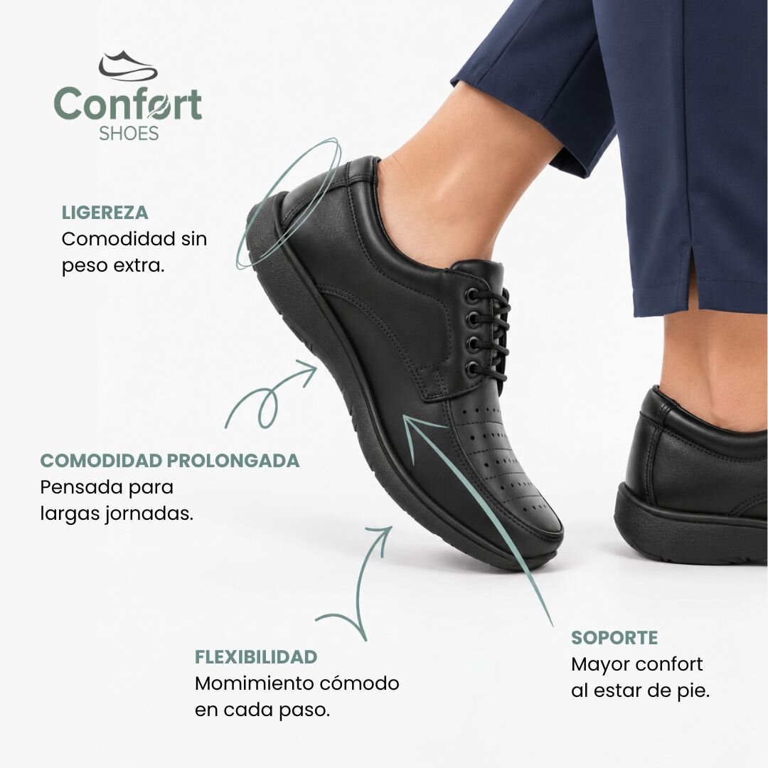 Zapatos clínicos Confort Shoes diseñados para brindar comodidad durante largas jornadas de trabajo