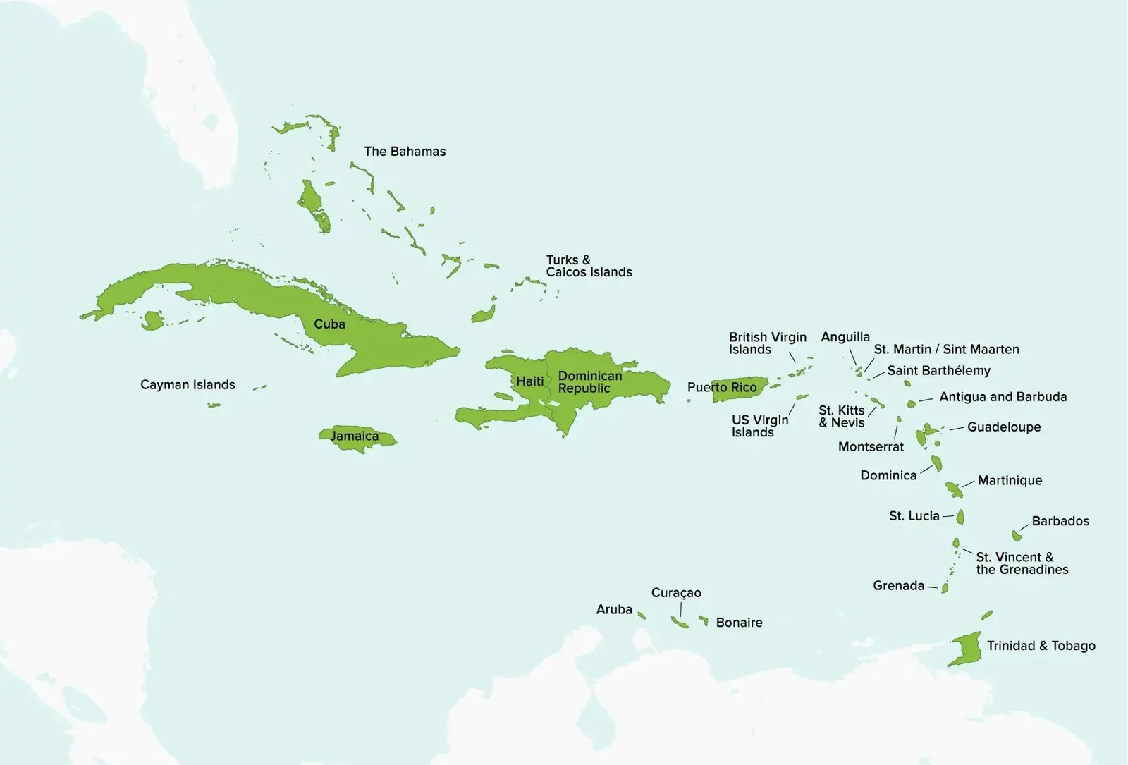 Caribbean region map
