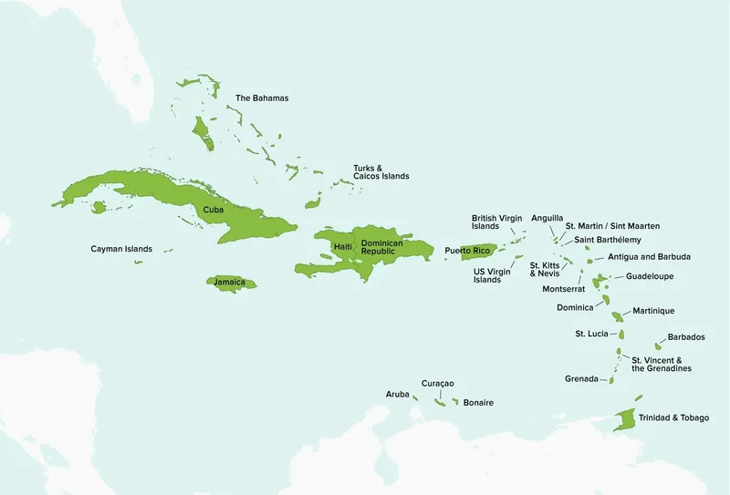 Caribbean region map