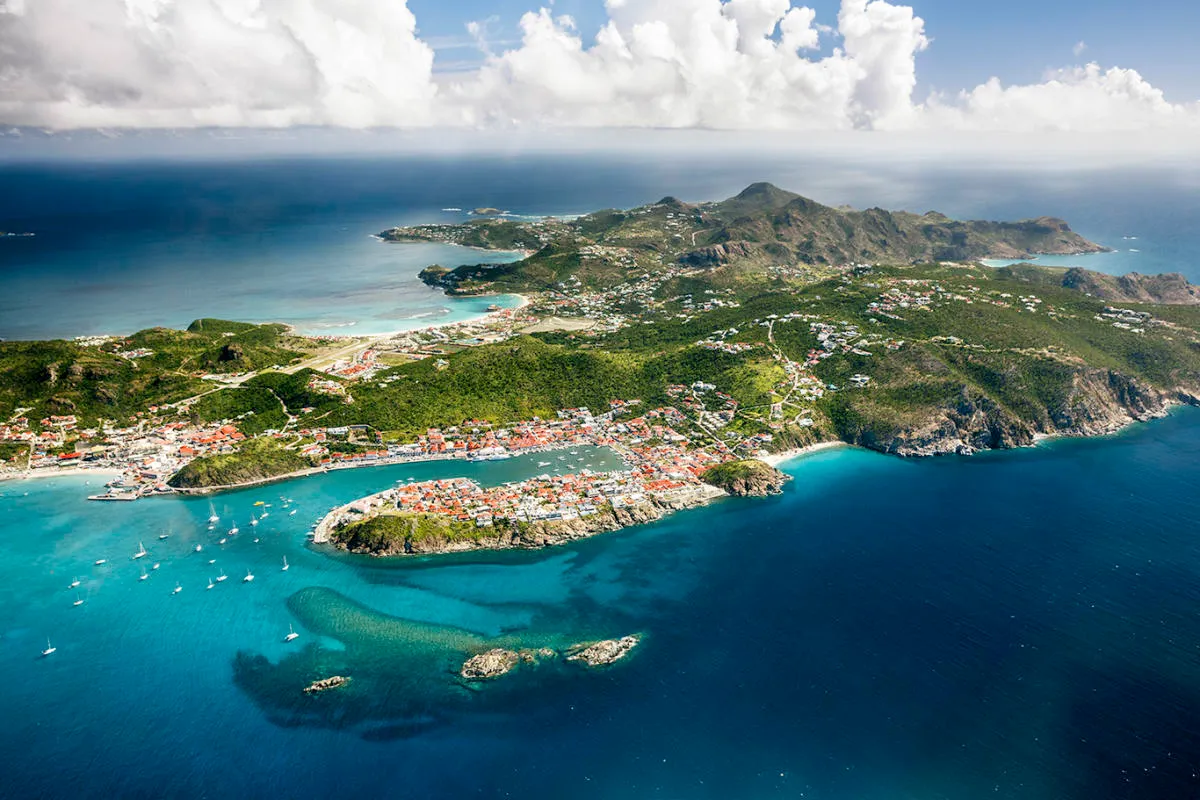 St Barths harbour at sunset