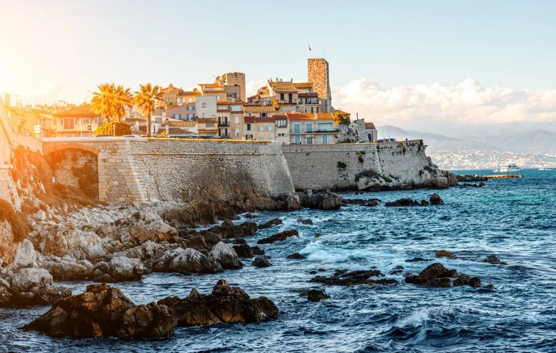 Antibes coastline at sunset