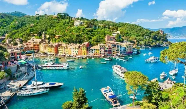 Portofino harbour with its painted houses