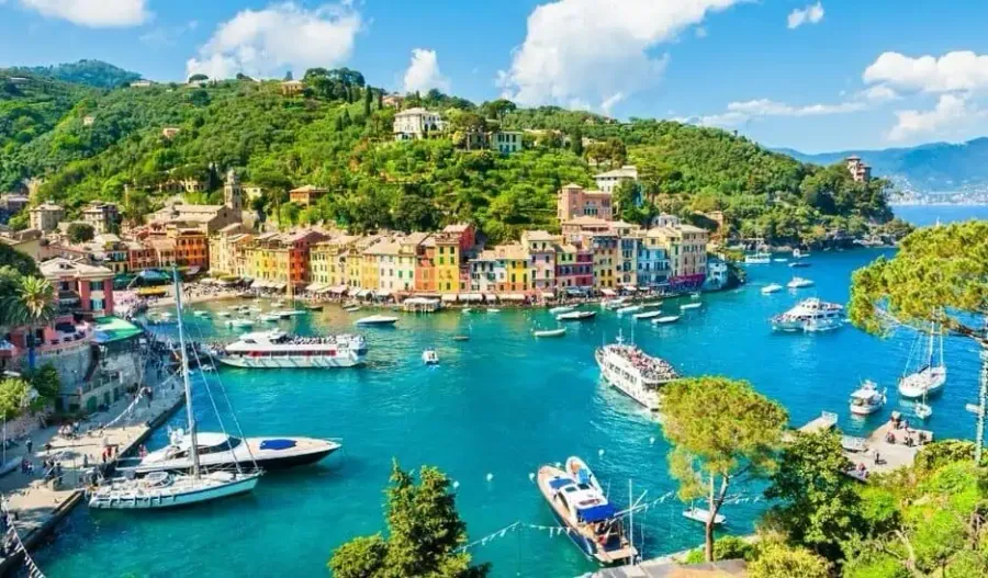 Portofino harbour with its painted houses