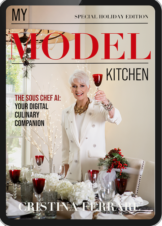 The book cover for Cristina Ferrare’s "My Model Kitchen"