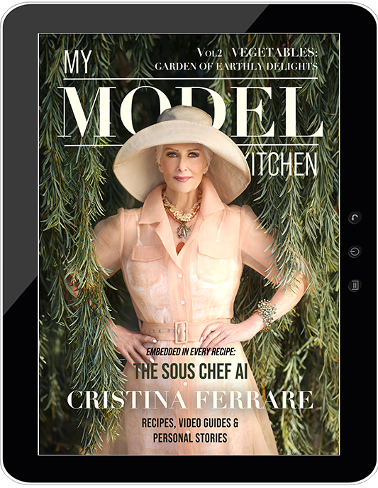 The book cover for Cristina Ferrare’s "My Model Kitchen"