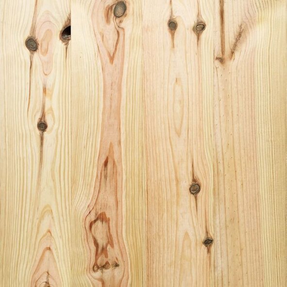 Reject grade maritime pine floorboards showing prominent knots and natural sap streaking
