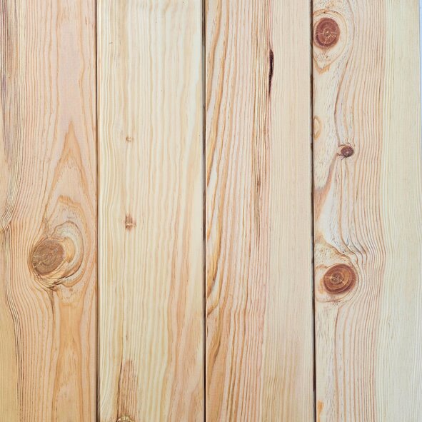 Tongue and groove joint on maritime pine floorboard showing interlocking profile