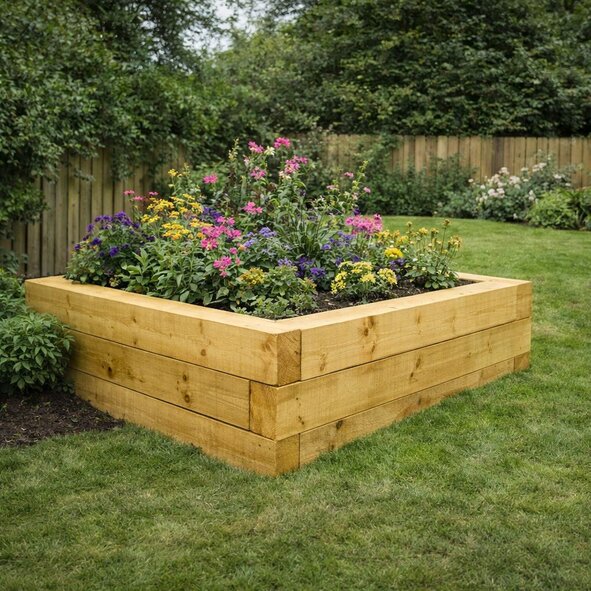 garden sleepers raised beds Snowdon Timber
