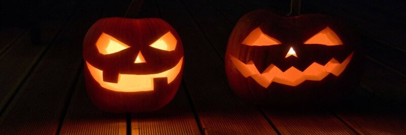 Pumpkins on decking boards
