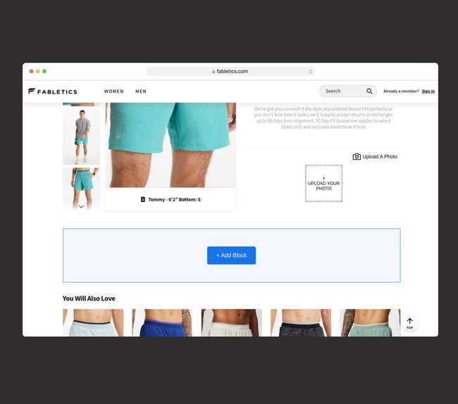 Fabletics CMS website visual builder