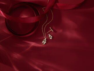 Jewellery on a red background