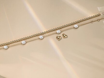 Gold and pearl necklaces
