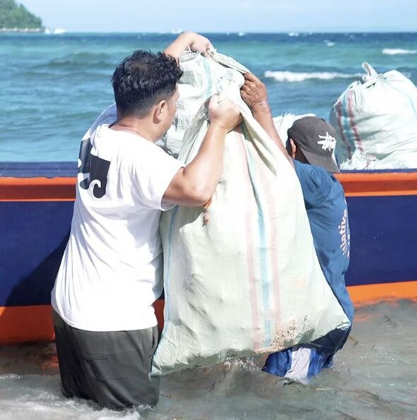 Image shows waste collection in the Coral Triangle 